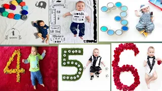 1 month to 12 months baby boy birthday photoshoot ideas