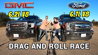 Ford F-250 PowerStroke Vs. GMC Sierra 6.2 DRAG RACE