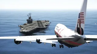 Emergency Landing Boeing 747 On Aircraft Carrier | GTA 5