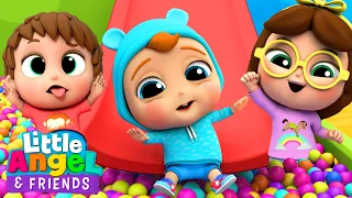 Fun On The Slide with Baby John | Play at the Rainbow Ball Pit | Little Angel And Friends Kid Songs