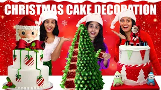 3 XMAS TALL CAKE DECORATING CHALLENGE 🤩വാശിയേറിയ ക്രിസ്മസ് കേക്ക് ചലഞ്ച് | PULLOTHI