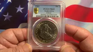 Rare World Coins South Africa 1963 50 Cents Gem Proof PCGS Prf  65