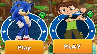 Sonic Dash vs Ben 10 Up To Speed - All Characters Unlocked Android Gameplay Walkthrough