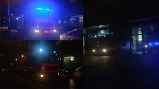 *Manual siren & horns* Night Kyiv firetrucks responding code 3 from 25 fire station