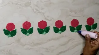 Door rangoli | Easy & Quick Border Rangoli | Rangoli Tutorial Video | Creative Border Rangoli