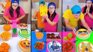 Ice cream challenge! Halloween cake vs Emoji cake mukbang