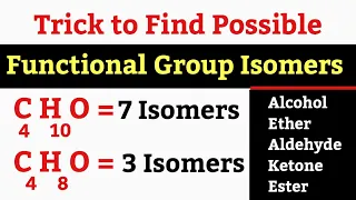 How to Calculate Functional Group Isomers || Isomers of Alcohol Ether Aldehyde Ketone Ester & Acid