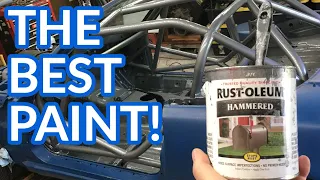 THE BEST ROLL CAGE PAINT! RUSTOLEUM HAMMERED | LS SWAP NA MIATA | How to paint roll cage with brush.