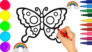 How to draw a Butterfly 🦋 | Butterfly Drawing, Painting and Coloring for kids  #50