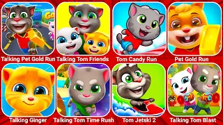 Talking Tom Gold Run, Tom Time Rush, Talking Tom Candy Run, Talking Pet Gold Run, Tom Hero Dash..