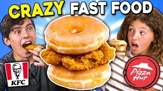Generations React To CRAZY Fast Food (KFC Donut Sandwich, Pizza Hut Cheez It Pizza)