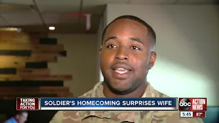 Soldier's homecoming surprises wife