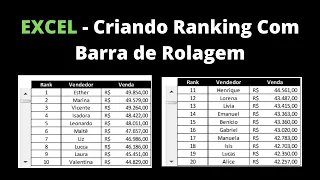 EXCEL - Criando Ranking Com Barra de Rolagem