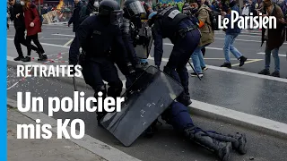 Manifestation du 23 mars : de violents heurts à Paris, un policier KO après avoir reçu un pavé