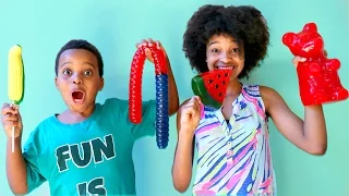 GUMMY vs REAL FOOD CHALLENGE - Shiloh and Shasha - Onyx Kids