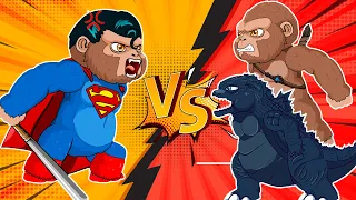 Rescue TEAM Godzilla & KONG vs Kong Super Man: Who Will Win | Godzilla Cartoon Compilation