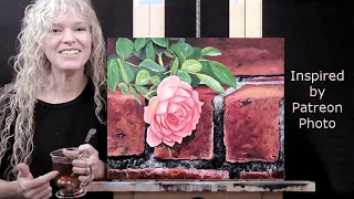 ROMANTIC ROSE-Learn How to Draw and Paint with Acrylics-Paint and Sip at Home-Easy Beginner Lesson