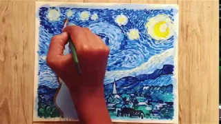Van Gogh’s Starry Night Acrylic Painting - Timelapse