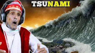 Villagers Scared To See Tsunami & Big Waves ! Tribal People React To Tsunami And Angry Ocean Waves