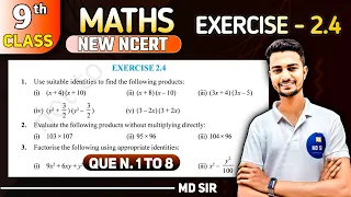 Class 9 Maths Chapter 2 | Polynomials Solutions | Exercise 2.4 Q1 to Q8