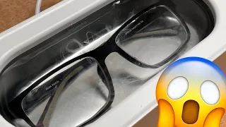 Dirty glasses ultrasonic cleaning