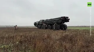 The Russian Ministry of Defense has published video of Smerch multiple launch rocket system