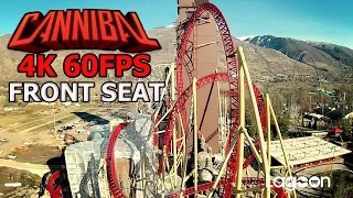 Cannibal Roller Coaster 4K 60FPS Front Seat On-ride POV at Lagoon