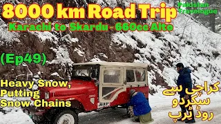 (Ep49) Heavy Snow, Putting on Snow Chains on Jeep Tyres | 8000km Road Trip in Alto 660cc