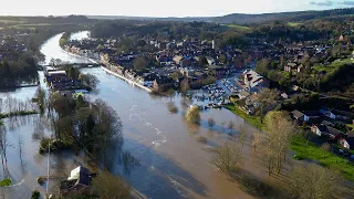 Aerials show extent of flooding as flood warning means there's a risk to life