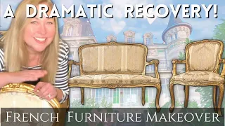 ANTIQUE FRENCH FURNITURE MAKEOVER | How to Do Upholstery & Gold Leaf | LOUIS XVth Shabby to Chic!