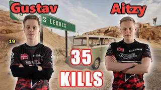 FaZe Gustav & Aitzy - 35 KILLS - M416+Mini14 - DUO vs SQUADS - PUBG
