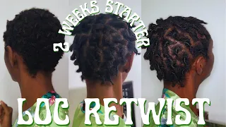 2 weeks loc retwist on short starter locs comb coils | 4c hair | loc update