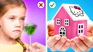 Dad VS Stepdad!🥰 *Building Tiny Hello Kitty House* Good Vs Bad Parenting Hacks & Gadgets by CoCoGo!