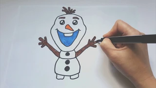 How to Draw Olaf the Snowman from Frozen Disney. CUTE Drawing and Colouring Activities.