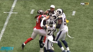 Aaron Donald and Devonta Freeman get into a little scuffle, a breakdown
