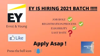 EY (Ernst & Young) OFF Campus DRIVE  FOR 2021 BATCH || BIG OPPORTUNITY || APPLY ASAP