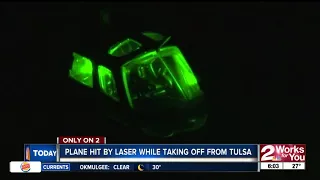 Plane hit by laser while taking off from Tulsa