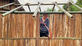 How to build a beautiful kitchen - EP.6 - Making walls, installing roof trusses from bamboo.