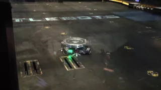 Robot Gladiator Hellachopper spinning test prior to Battlebots