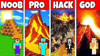 Minecraft Battle: NOOB vs PRO vs HACKER vs GOD! VOLCANO BUILD CHALLENGE in Minecraft Animations