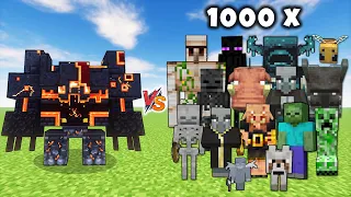 NETHERITE MONSTROSITY vs 1000 of all Minecraft Mobs - Netherite Monstrosity vs all Mobs Army 1v1000