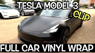 Tesla Model 3 Full Car Satin Black Vinyl Wrap *Reaction*