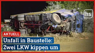 A5: Zwei Schwerverletzte bei LKW-Unfall in Baustelle | hessenschau