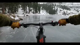 Frozen Angora Lake Ice Ride in a Storm -- Lake Tahoe Fatbiking (GoPro 6)