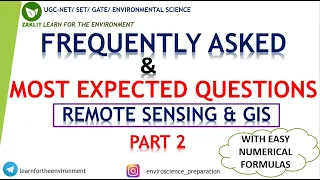 Remote Sensing & GIS Expected Questions For NET/SET/PhD Entrances(Part 2)