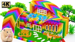 Build Beautiful Rooftop Water Slide & Tropical Villa From Magnetic Balls | ASMR Video