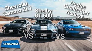 Ford Mustang Shelby GT500 VS Dodge Challenger Hellcat Redeye VS Chevrolet Camaro ZL1| Autocosmos