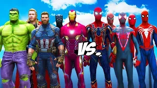 ALL SPIDERMAN SUIT VS THE AVENGERS - Hulk, Iron Man, Captain America, Black Widow, Thor