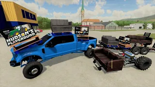 Delivering furniture to Millionaire and crashing his race car | Farming Simulator 22