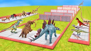 Dinosaurs and Animal Race Through Blocks - Animal Revolt Battle Simulator